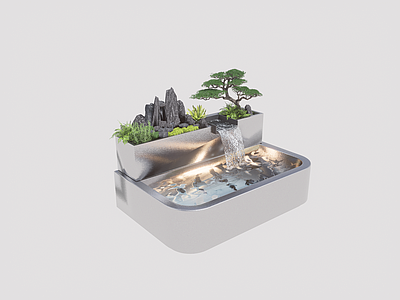 新中式水池 现代庭院 景观鱼池 不锈钢鱼池 水景 假山流水
