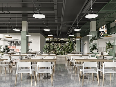 现代简约学生食堂 学生食堂 职工食堂 现代餐厅 食堂餐桌椅 餐厅厨房