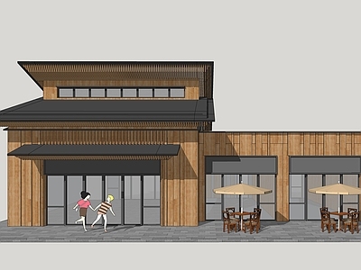 日式餐饮建筑 商业建筑 新中式商业街