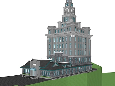 欧式古建风格建筑 钟楼 民国风建筑 风格酒店 青砖建筑