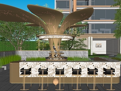 轻奢小区景观 景观会客厅 住宅小区吧台 景观构筑 异形构筑小建筑 户外休闲空间