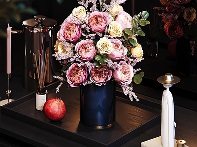 轻奢花艺 玫瑰花 现代花瓶花艺