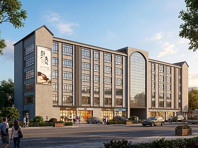 现代主义商业综合体 现代商业建筑外观 商业街 商业综合体 时尚现代商业建筑 繁华商业街