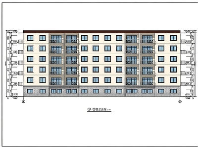 住宅楼建筑 六层建筑图纸 一梯两户两单元 平面图立面图