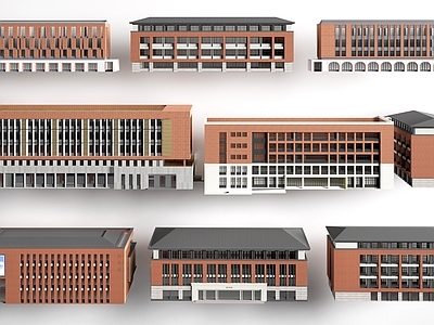 新中式学校建筑 学校办公楼建筑 学校行政楼建筑