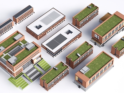 现代主义学校建筑 现代学校建筑 教学楼建筑 中小学建筑 行政楼办公楼