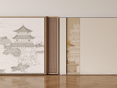 新中式背景墙 中古风电视背景墙