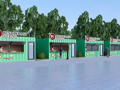 现代餐饮建筑 网红集装箱 集装箱店铺 集装箱奶茶店 集装箱咖啡店 集装箱小吃