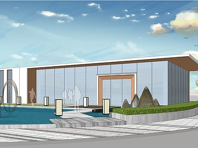 新中式景观售楼处建筑 接待中心 临时会所 售楼处