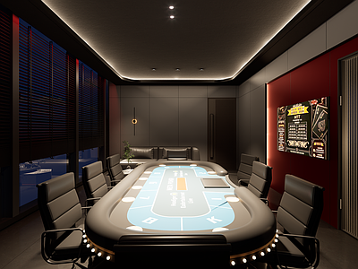 轻奢棋牌室 棋牌室 德州扑克