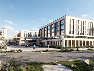 现代主义学校建筑 产业园 办公楼 工业厂房 厂房 产业园办公