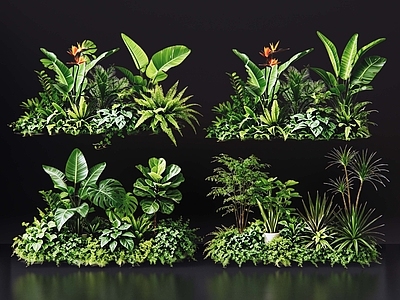 现代花境 2D室内植物组团 花境植物组团 花卉花镜 花草镜植物组合 花草花丛