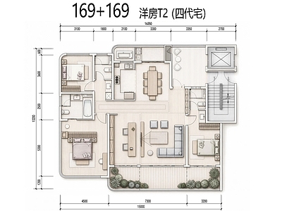 多层住宅 四代宅 花园洋房 T2 160户型