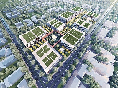 现代主义产业园办公楼 大学实训建筑 办公产业园设计
