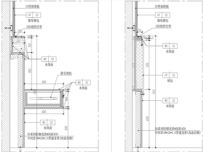背景墙节点 酒店床靠节点 床靠大样图 隔音床靠节点