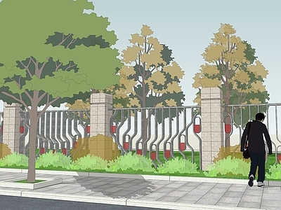 现代景观围栏 围墙 景墙 医药 城市更新 工业园区
