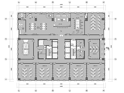 整体办公空间 1400m² 办公室平面布置 效果图 施工图