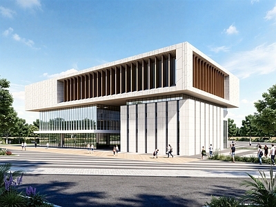 现代主义图书馆建筑 产业园 办公楼 工业厂房 厂房 产业园办公