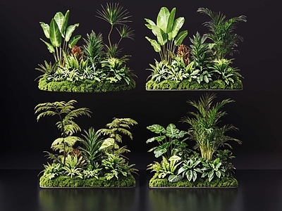 现代花境 2D室内植物组团 花境植物组团 花卉花镜 花草镜植物组合 花草花丛