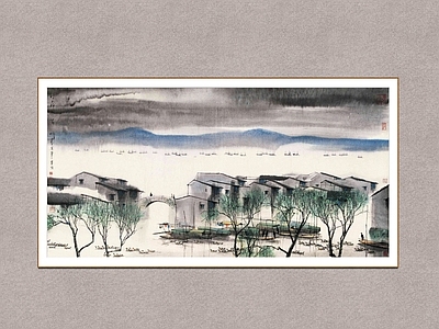 中式山水画 姑苏雨后 江南水乡 杨明义 装饰画