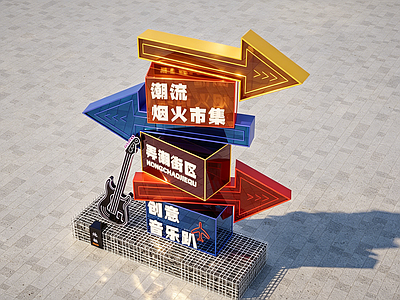 现代导视立柱 商业路标 集市指示牌