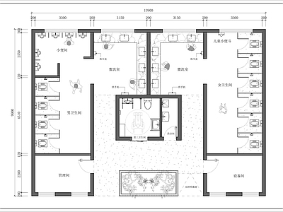 公共卫生间 公共卫生间平面图 公共卫生间施工图 公共卫生间布置图