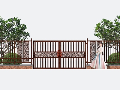 新中式入口大门 景观围墙 现代入口大门 现代围挡