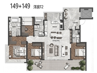 多层住宅 T2 花园洋房 150平 四代宅