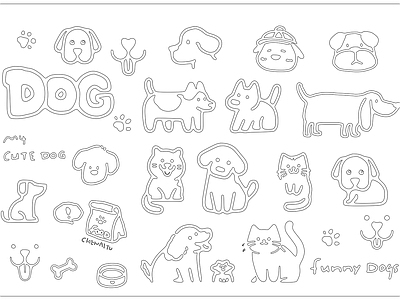 动物 现代简笔动物 猫咪玩偶玩具 彩绘壁画施工图