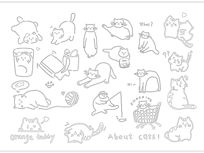 动物 现代简笔动物 猫咪玩偶玩具 彩绘壁画施工图