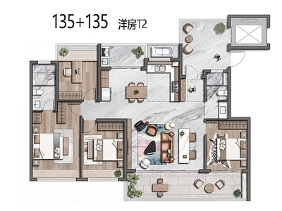多层住宅 T2 花园洋房 130平 四代宅