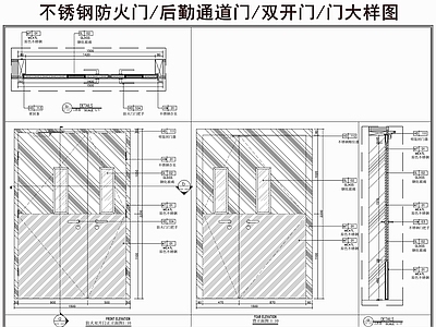 综合门节点 不锈钢防火门 后期通道门 双开门 子母门 门节点