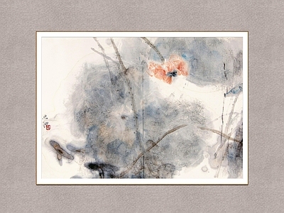 中式抽象画 荷花 周思聪 装饰画 花卉图