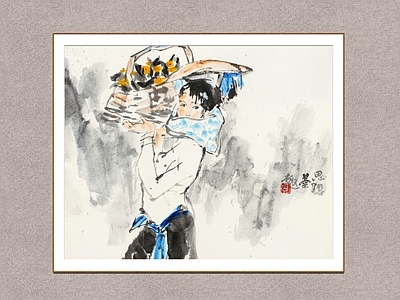 中式画框 枇杷少女 周思聪 少女 装饰画
