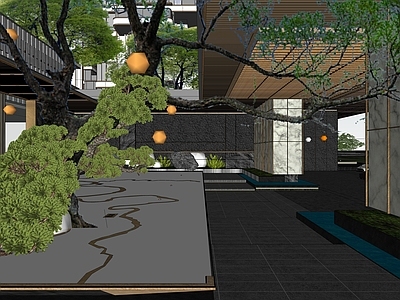新中式小区建筑 德州金辰江山赋 四代住宅 入口示范区 示范区景观