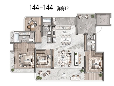 多层住宅 T2 花园洋房 140平 四代宅