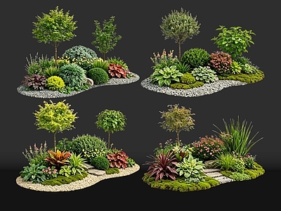 现代花境 2D花境植物组团 花卉花镜 花草镜植物组合 花草花丛 地被花灌木球