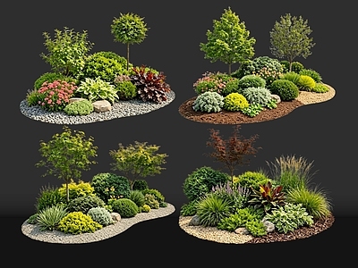 现代花境 2D花境植物组团 花卉花镜 花草镜植物组合 花草花丛 地被花灌木球