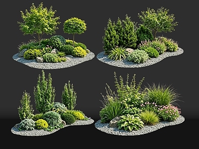 现代花境 2D花境植物组团 花卉花镜 花草镜植物组合 花草花丛 地被花灌木球