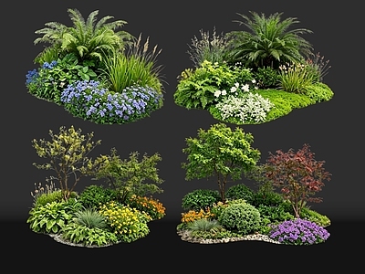 现代花境 2D花境植物组团 花卉花镜 花草镜植物组合 花草花丛 地被花灌木球