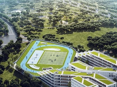 现代主义学校外观 高级中学 现代风格学校 高新技术学校