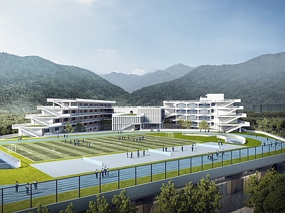 现代主义学校建筑 高新技术小学 智慧学校 九年一贯制小学 现代化学校