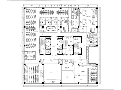 整体办公空间 2000平办公室 平面图 高端办公室