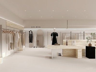 极简服装店 服装店模特货架 服装店