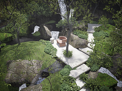 禅意小区景观 自然禅意下沉庭院 示范区后场景观 小区中庭景观