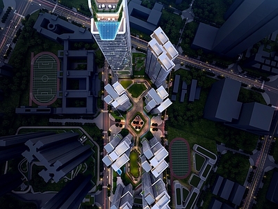 商业综合体景观 集团总部 五星级精品酒店 鸟瞰规划 高层办公大厦 现代风格高层住宅