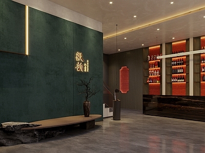 新中式中餐厅 门厅门头包厢