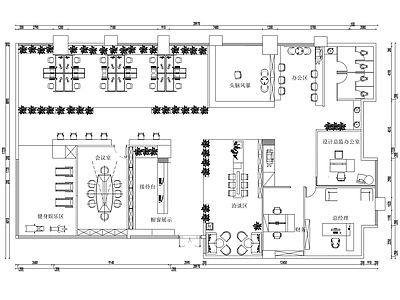 整体办公空间 整体办公室平面图 综合办公室平面图 办公空间平面图