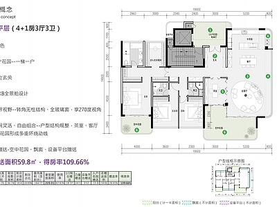住宅楼建筑 多层 大平层 220平米 平面图