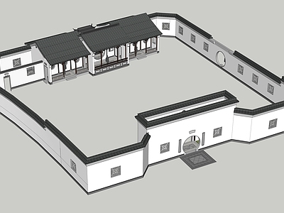 中式古建四合院 中式四合院 中式民居 庭院